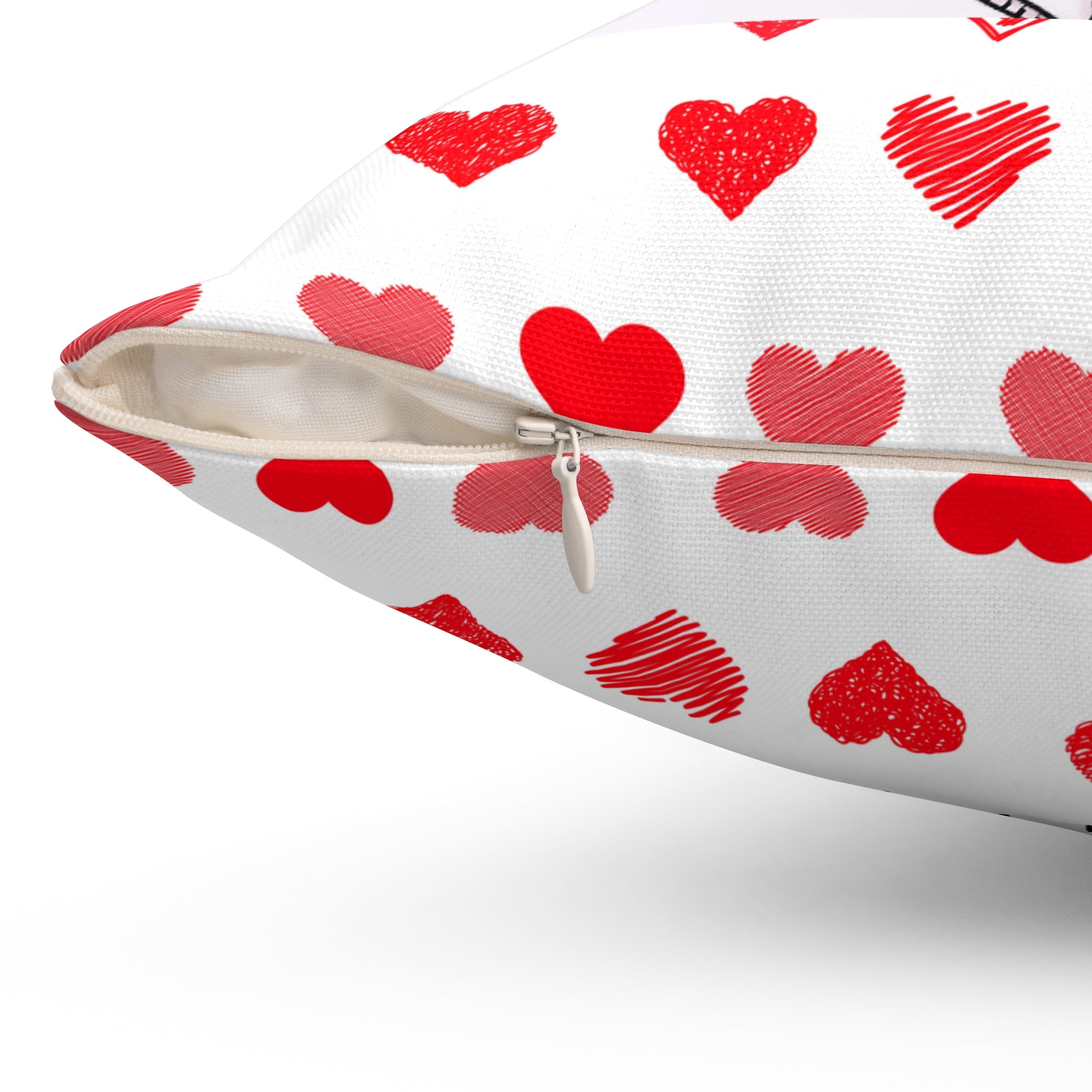 Romantic Kiss Heart Border Pillow — Couple Line Art Decorative Throw Pillow