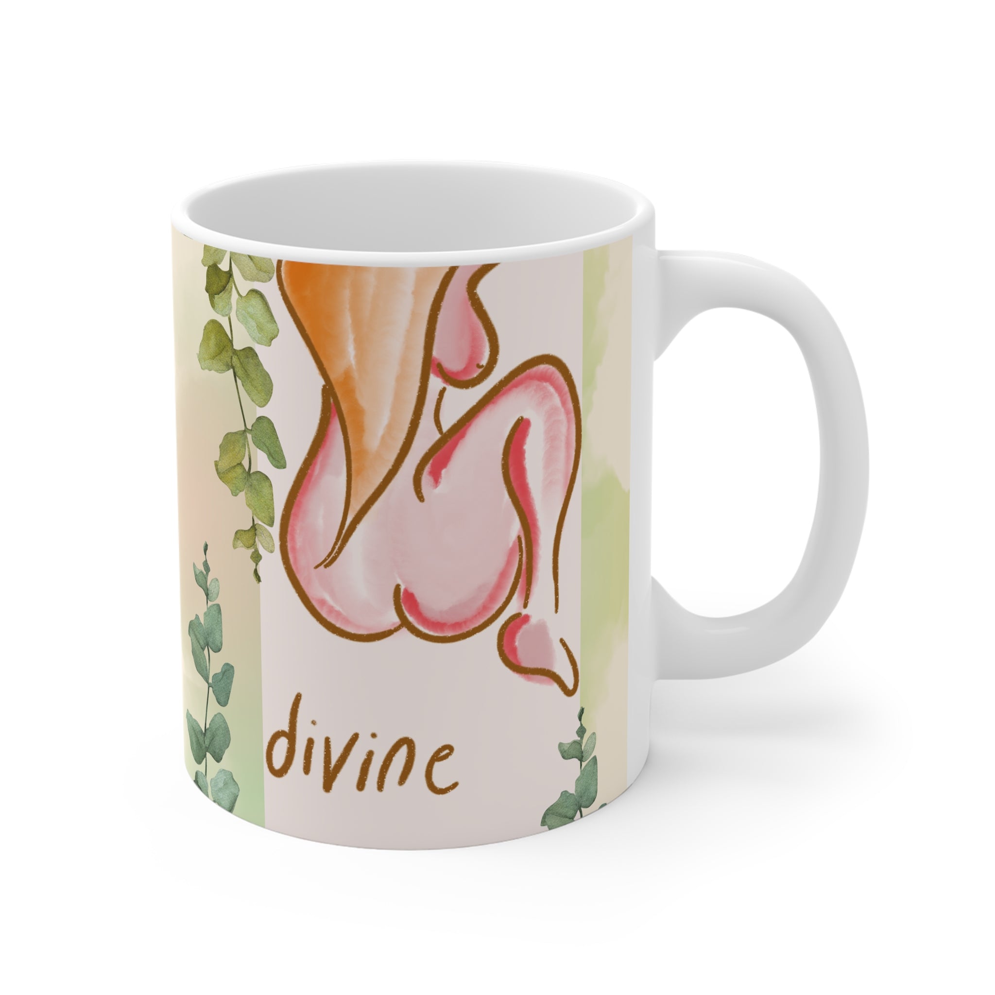 Copy of Artistic Floral Nude Design Mug - 11oz White Coffee Cup