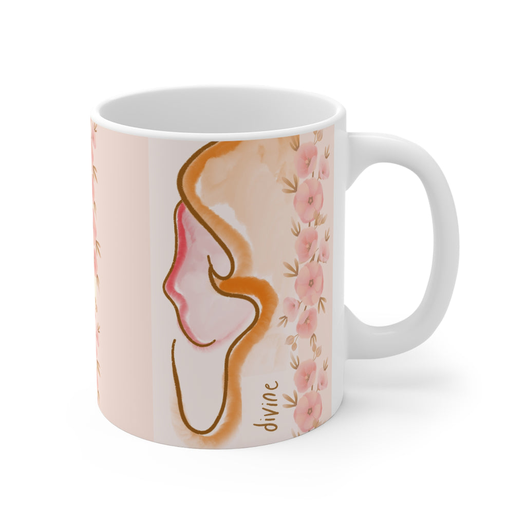 Copy of Copy of Artistic Floral Nude Design Mug - 11oz White Coffee Cup