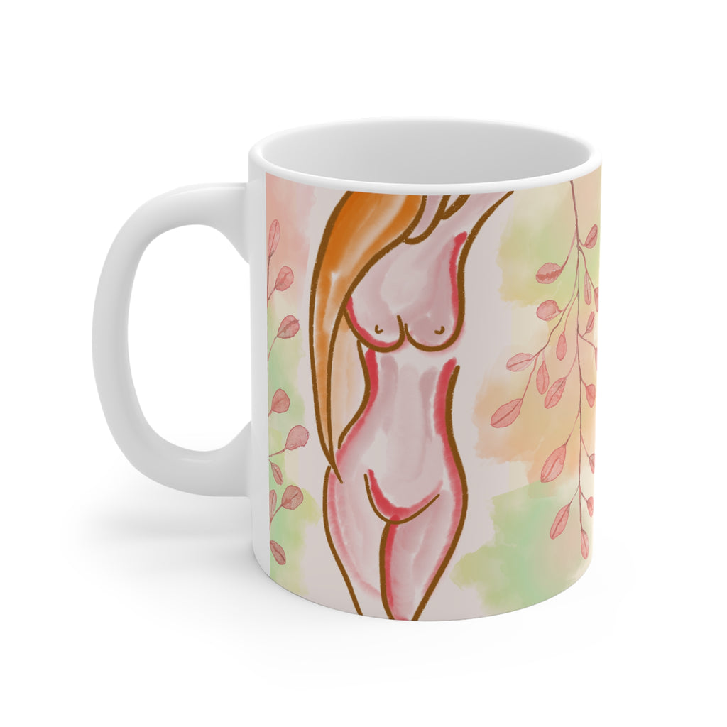 Copy of Copy of Artistic Floral Nude Design Mug - 11oz White Coffee Cup