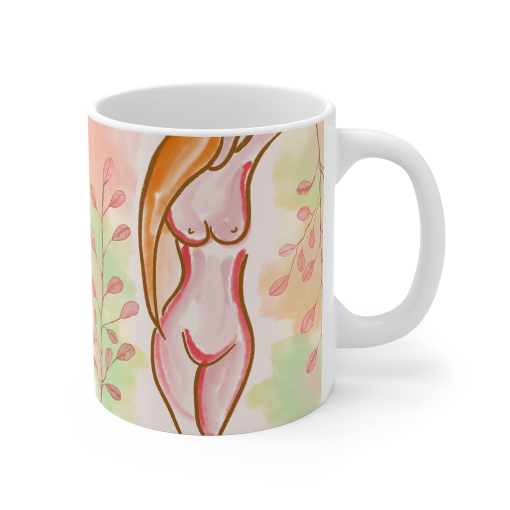 Copy of Copy of Artistic Floral Nude Design Mug - 11oz White Coffee Cup