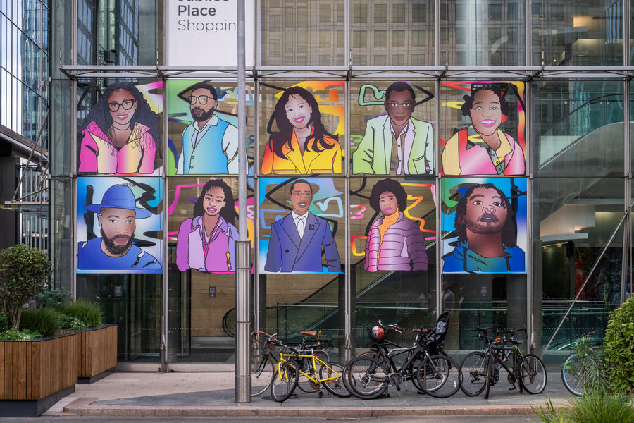 Facin Our Dreamz by Jasmine Kahlia, Canary Wharf,  London 2026. Photo by Sean Pollock